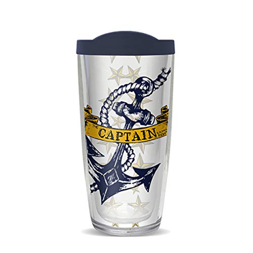 Freeheart 16 Oz Seas the Day Insulated Captain Tumbler with Travel Lid - Sweat Proof Drinking Cup - Double Wall Tumblers - BPA Free Vacuum Insulation Plastic Drinking Glass (Captain is Always Right)