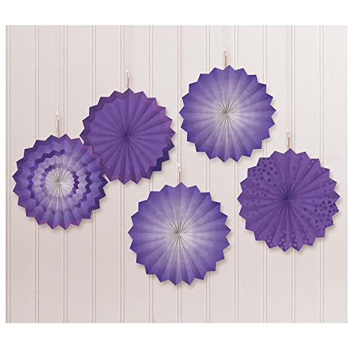 Amscan Hot Stamp Paper Fans Ct, 5" New Purple party-decorations, 5"