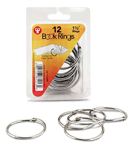 Hygloss Products, Inc 1.5" Silver 12-pk Book 1-1/2 Inch Steel Metal Binder Rings, 12 Pack, 1 1