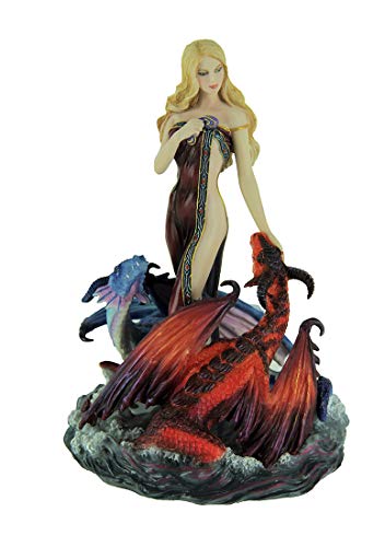 Unicorn Studio Veronese Design Resin Statues James Ryman Dragon Bathers Statue 4.5 X 7.5 X 4 Inches Red