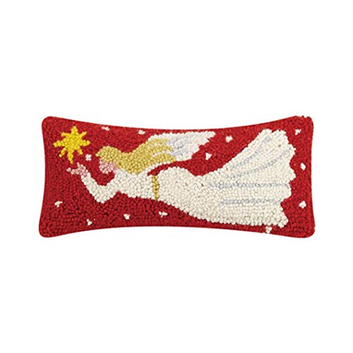 Peking Handicraft 31TG395C05OB Blown-in Filled Angel Hook Pillow, 12-inch Length, Wool and Cotton