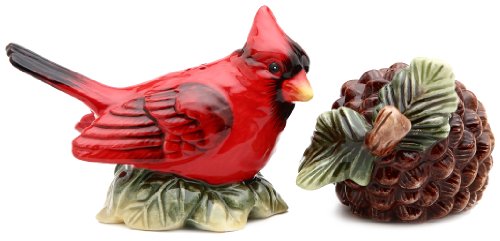 Cosmos Gifts 3 1/8-Inch Evergreen Holiday Cardinal Salt and Pepper