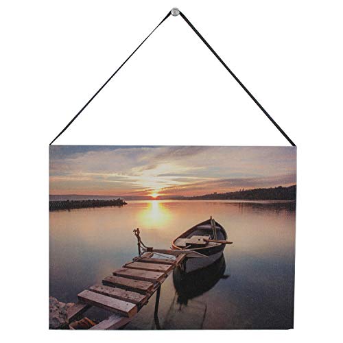 Beachcombers LED ROWBOAT AT DAWN ART, 7.86 Inches Length, 5.89 Inches Width, 0.7 Inches Height