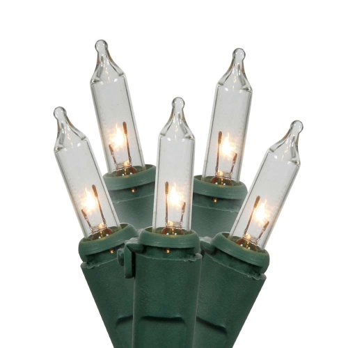 Vickerman 50 Count Twinkle Light Set with Green Wire, Clear