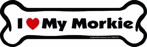 Imagine This Company Bone Car Magnet, I Love My Morkie, 2-Inch by 7-Inch
