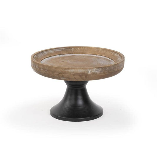 Blossom Bucket Small Wooden Bowl On Pedestal, 7.5-inch Diameter, 5-inch Heignt, Wood, Brown and Black, Home Decor