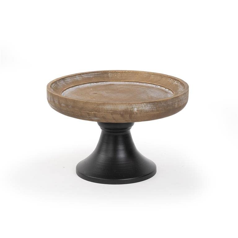 Blossom Bucket Small Wooden Bowl On Pedestal, 7.5-inch Diameter, 5-inch Heignt, Wood, Brown and Black, Home Decor