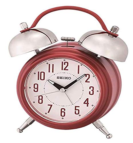 Seiko Traditional Dual Bell Alarm Clock with Snooze and Light, Red