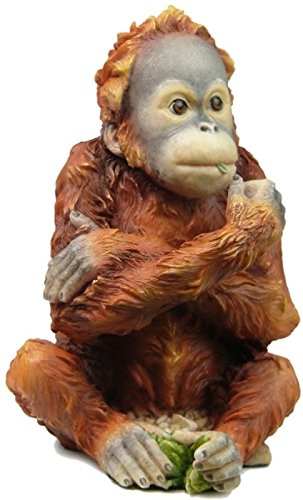 Unicorn Studio US 5.25 Inch Baby Orangutan Sitting Decorative Statue Figurine, Orange