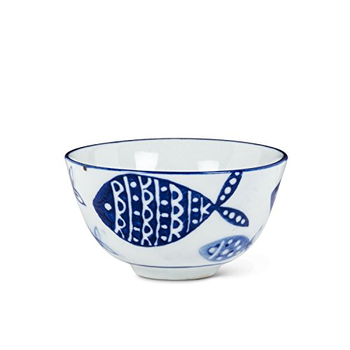 Abbott Collection  27-BLUEFISH-198 Dip/Sauce Bowl, 3", White/Blue