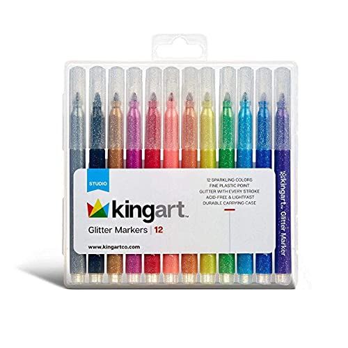 KINGART 420-12 Glitter Marker Set, One Size, Multicolor