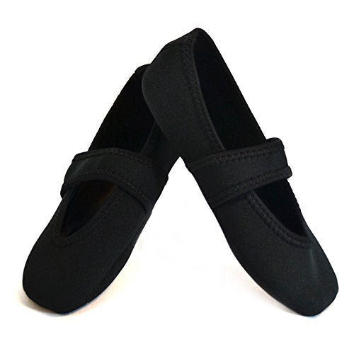 Calla Nufoot Betsy Lou Fuzzies Women's Shoes, Best Foldable & Flexible Flats, Slipper Socks, Travel Slippers & Exercise Shoes, Dance Shoes, Yoga Socks, House Shoes, Indoor Slippers, Black, Large