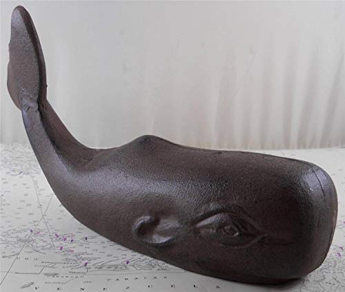Moby Dick Specialties Large Cast Iron Whale Figure - Nautical Whale Doorstop