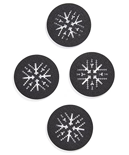 Giftcraft 681386 Christmas Coasters with Cut-Outs, Set of 4, 4 inch, Polyester, Black