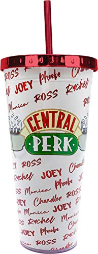 Spoontiques Central Perk Foil Cup w/Straw, 20 oz, White