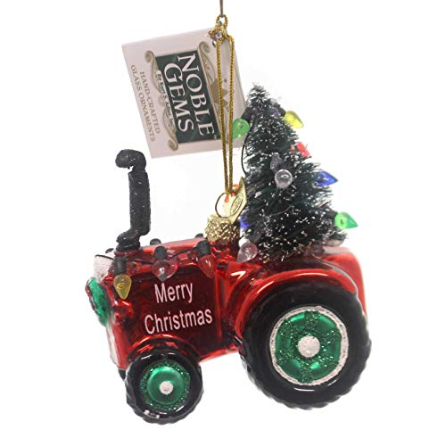 Kurt Adler 4 Inch Noble Gems Collection Tractor Glass Ornament