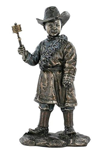 Unicorn Studio US 7.25 Inch Figure Young Tibetan Boy wPrayer Wheel Decor Accessory Gift