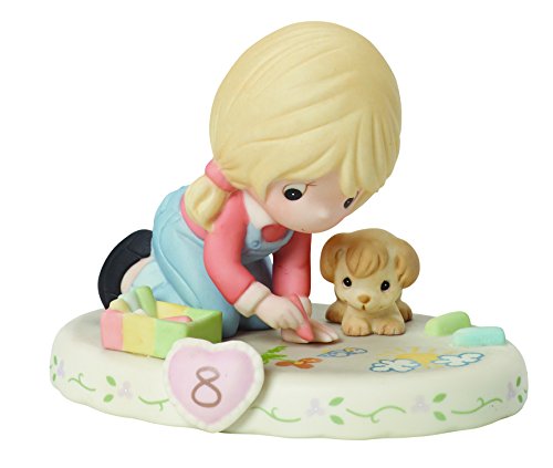 Precious Moments,  Growing In Grace, Age 8, Bisque Porcelain Figurine, Blonde Girl, 154035