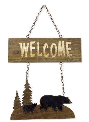 Sunset Vista Designs Wilderness Wonders Bear Welcome Sign, 18-1/2-Inch Tall