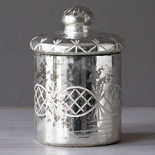 Park Hill Collection Mercury Glass Etched Cylinder with Lid