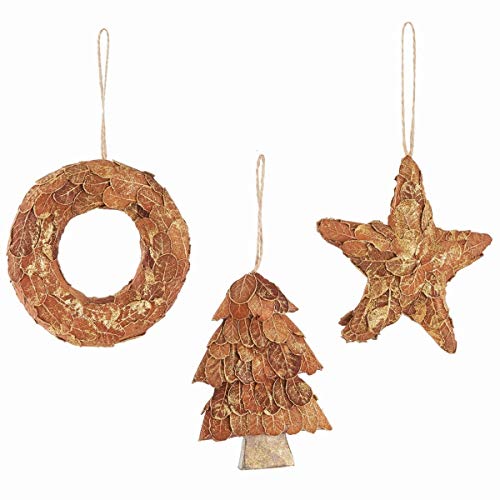 Napa Home & Garden Leaf Wreath, Tree & Star Orns , Set of 3