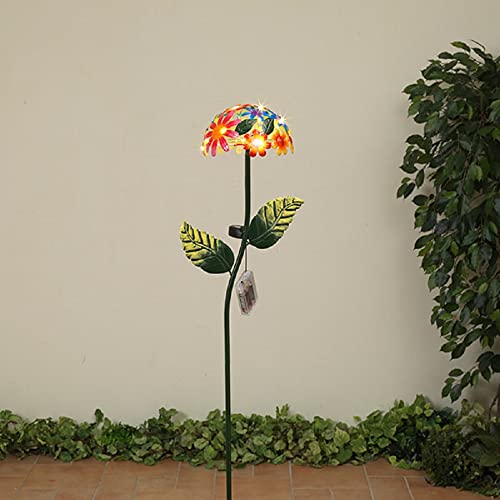 Gerson International Flower Yard Stake, Metal, 43-inch Height, Solar Lighted