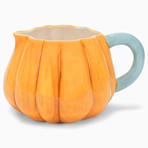 Transpac Pumpkin Shaped Glossy Orange 10 x 8 Dolomite Ceramic Harvest Spout Pitcher