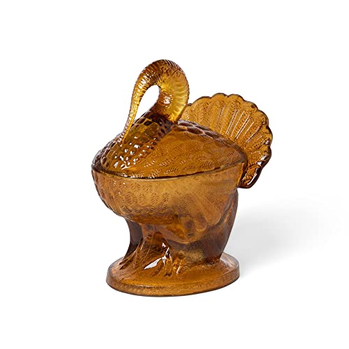 Park Hill Collection Vintage Glass Turkey Compote With Amber Finish FAW20478