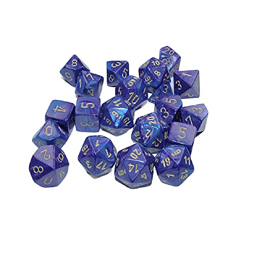 Chessex Lustrous Polyhedral 20-Die Set, Purple with Gold Numbers Dice for Dungeons and Dragons (DND), Role Playing Games, MTG, Pathfinder, Table Game, Board Games