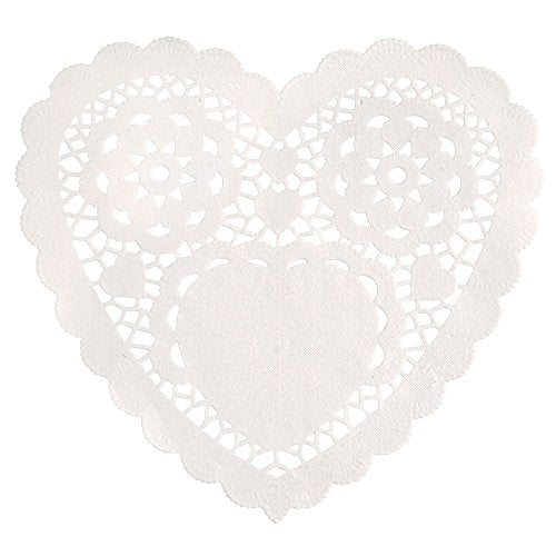 Unique Industries 6" White Heart Paper Doilies, 30ct
