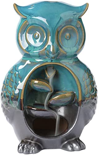 Kheops International Ceramic Backflow Incense Burner - Owl - 7 Inches