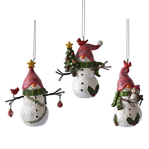 Ganz MX180568 Snowman Gnome Ornaments, Set of 3, 3.75 Inches Height, Multicolor