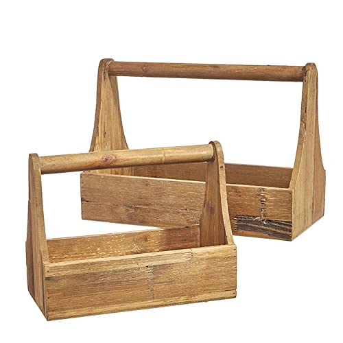 RAZ Imports Handled Wooden Crates, 17 inches, Set of 2