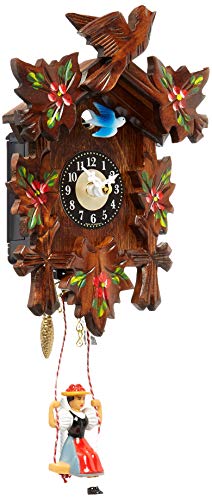 Alexander Taron 0126-6SQ Engstler Battery-Operated Clock - Mini Size with Music/Chimes - 6.75" H x 5" W x 2.75" D Brown