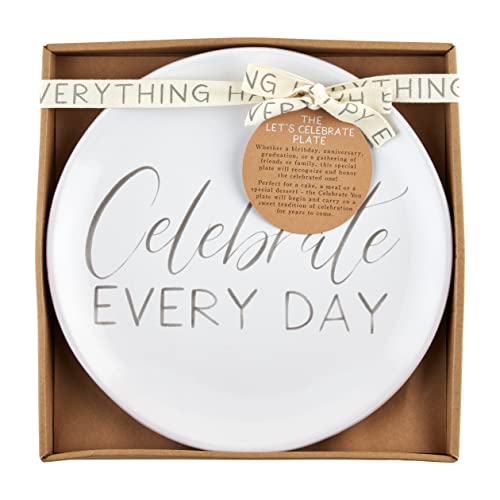 Mud Pie Celebrate Every Day Plate, White, 11 1/2-inch Diameter