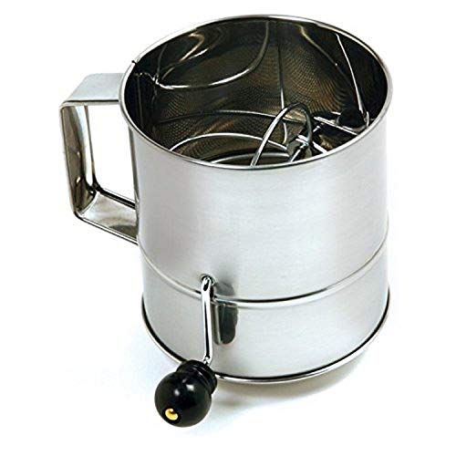 Norpro Polished 3-Cup Stainless Steel Hand Crank Sifter, 24 ounces, As Shown