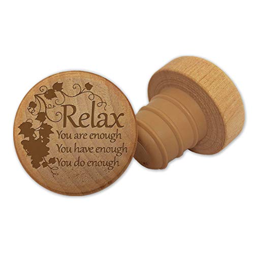 Tangico 9907 WineO Relax You Are Enough Wine Stopper, Wood