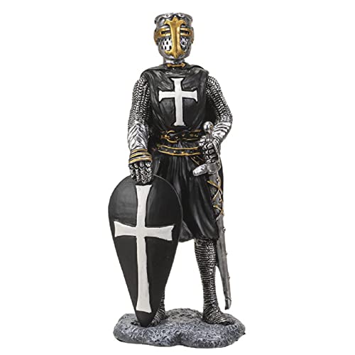 Pacific Trading Giftware Crusader with Shield Figurine, 8.63-inch Height, Cold Cast Resin, Table Decoration