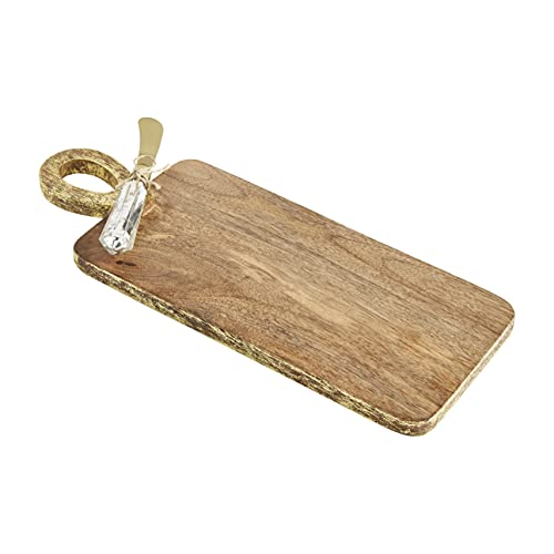 Mud Pie Wooden Board and Knife Set, Gold, 15-inch
