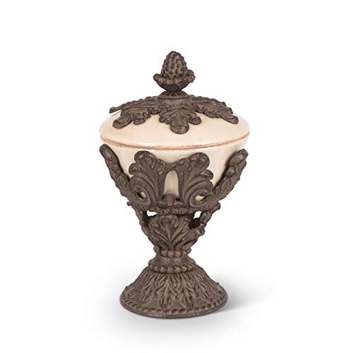 Gerson Pedestal Metal and Cream Nut Bowl