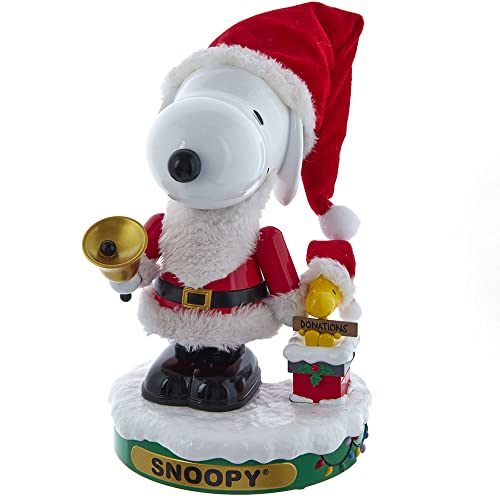 Kurt Adler Peanuts Battery-Operated Musical Santa Snoopy Nutcracker, 10-Inch, Multicolored