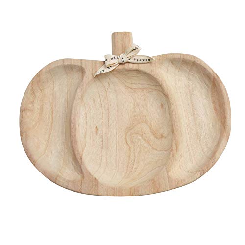 Mud Pie Paulownia Pumpkin Server, 12.5" x 16",Brown