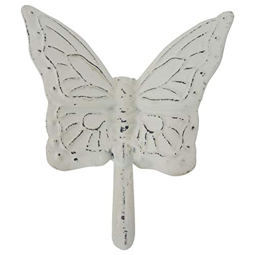 Foreside Home & Garden White Rustic Antique Metal Butterfly Wall Hook