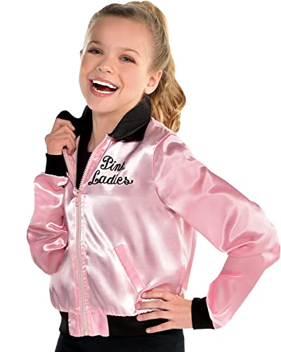 amscan Girls Grease Pink Ladies Jacket Child Costume, One Size