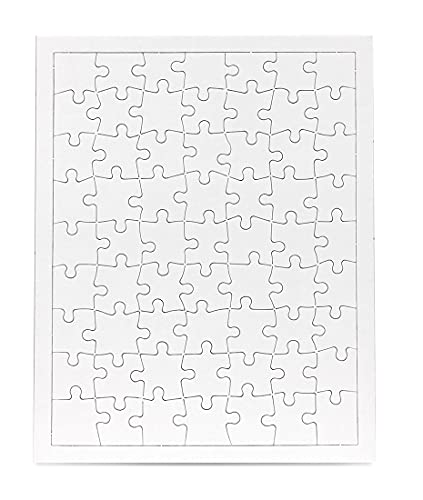 Hygloss Products - Blank Rectangle Puzzle for Decorating, Kids Jigsaw Activity, Party Favors and More - White, Sturdy - 8.5 x 11 Inches - Surrounding Frame is 9.5 x 12 Inches - 63 Pieces, 6 Puzzles