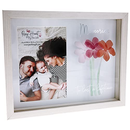 Pavilion - Memories - MDF & Glass Shadow Box Frame, Holds 4 x 6-Inches Photo, Watercolor Floral Design, Family Reunion Gifts, Anniversary Frame, 1 Count, 9.5 x 7.5-Inches