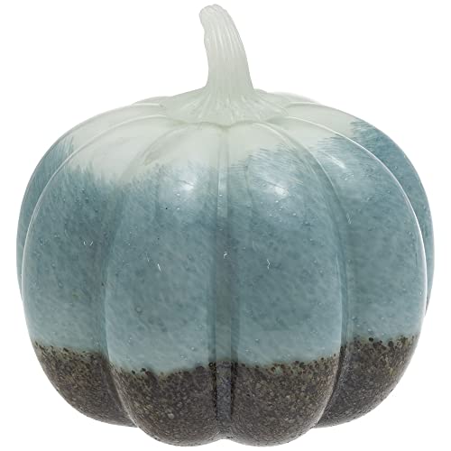 Boston International Pumpkin Fall Autumn Harvest Thanksgiving Tabletop Decorations Hand Blown Glass, Large, Sand Sea & Air