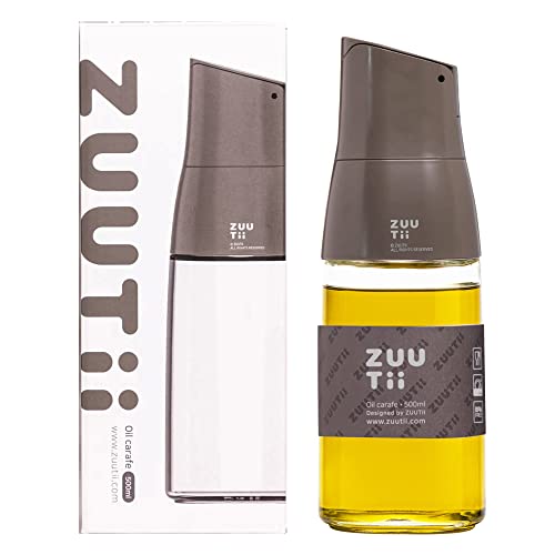Zuutii Olive Oil Dispenser, Drip Free Spout Oil Dispenser Bottle for Kitchen Glass Oil and Vinegar Dispenser Olive Oil Bottle Cooking Oil Dispenser Soy Sauce Dispenser Oil Container Gray