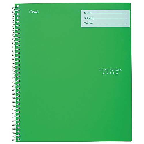 ACCO (School) Five Star Interactive Notetaking, 1 Subject, Wide Ruled Spiral Notebook, 100 Sheets, 11" x 8-1/2", Green (06560AQ8)