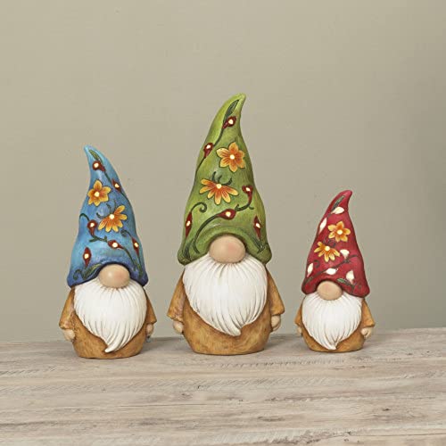 Gerson International Garden Gnomes, Resin, 18-inch Height, Set of 3, Solar Lighted